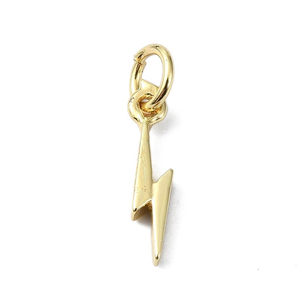 5560 10 Pcs Gold Brass Lightning Bolt Thunder Flash Weather Charms for DIY